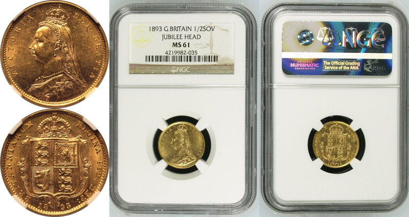 MS 61 | UNITED KINGDOM. Victoria, 1837-1901. 
Gold half-sovereign, 1893. London...