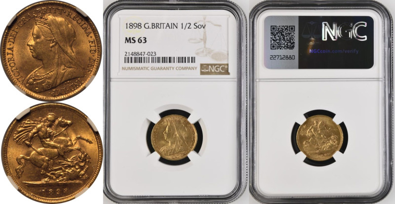 MS 63 | UNITED KINGDOM. Victoria, 1837-1901. 
Gold Half-Sovereign, 1898. London...