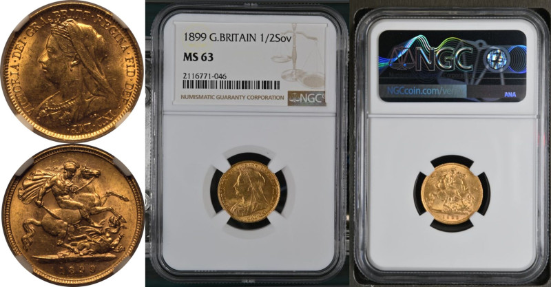 MS 63 | UNITED KINGDOM. Victoria, 1837-1901. 
Gold Half-Sovereign, 1899. London...