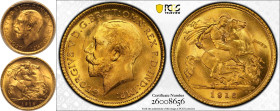 1916 S Gold Half-Sovereign Equal-finest PCGS MS66+