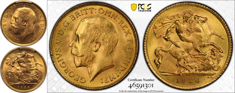 MS66 | SOUTH AFRICA. George V, 1911-36. 
Gold Half-Sovereign, 1926 SA. Pretoria...