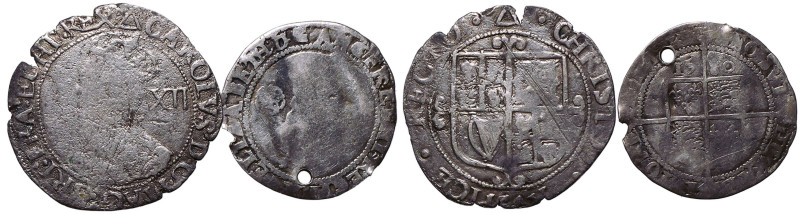 ENGLAND. 
Lot of 2 silver coins.

Coin 1: Charles I, 1625-49, Shilling ND (16...