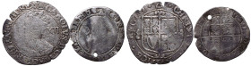 1580/ND (1639-1643) Lot of 2 Silver Shilling and Sixpences