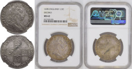 1698 Silver Halfcrown DECIMO NGC MS 62
