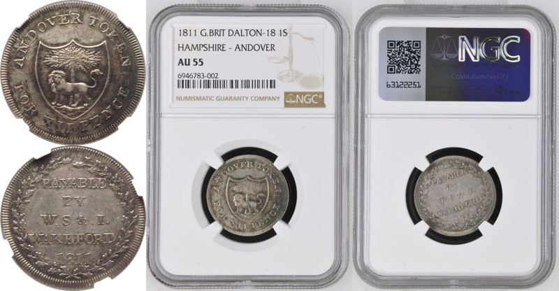 AU 55 | UNITED KINGDOM. ANDOVER. 
Copper Shilling Token, 1811. 
These tokens w...