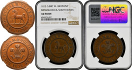 Birmingham and South Wales 1812 Copper Penny Token NGC AU 58 BN