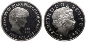 1999 CuproNickel 5 Pounds (Crown) Princess Diana Proof PCGS PR69 DCAM