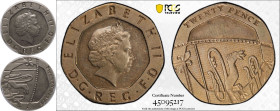 2008 CuproNickel Twenty Pence Dent design Dateless 20 Pence (mule) PCGS MS63