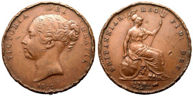 1848 Copper Penny 1848/7 Overdate Fine, edge damage