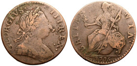 1775 Copper Halfpenny About fine