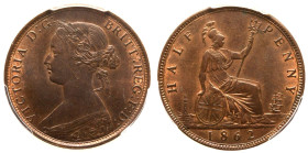 1862 Bronze Halfpenny PCGS MS63 BN