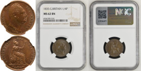 1835 Copper Farthing NGC MS 62 BN
