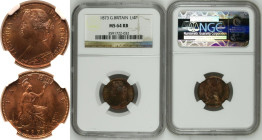 1873 Bronze Farthing NGC MS 64 RB