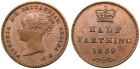 1839 Copper Half Farthing Good Extremely Fine