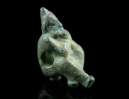 A SMALL ROMAN BRONZE FIGURE OF A BOUND BARBARIAN
Circa 2nd-3rd century AD.
The statuette depicts a bound male captive with a Phrygian cap and a long, ...