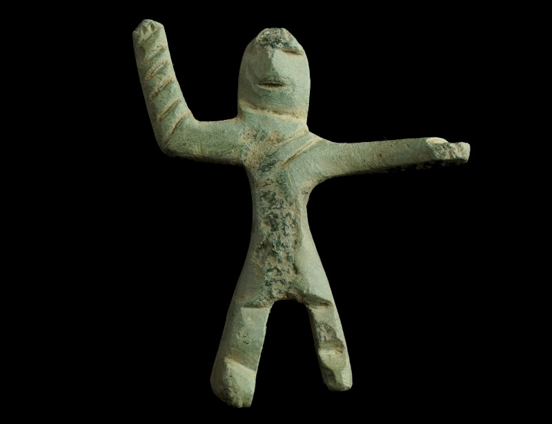 A SMALL ROMAN BRONZE VOTIVE STATUETTE
Circa 2nd-3rd century AD.
A highly abstrac...