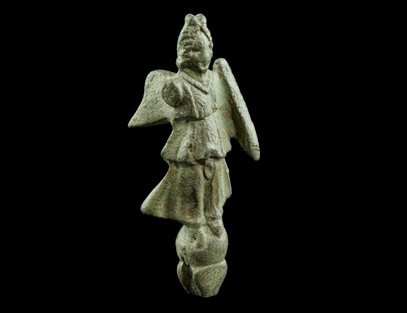 A SMALL ROMAN BRONZE STATUETTE OF VICTORY
Circa 2nd-3rd century AD.
The winged, ...
