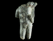 A ROMAN BRONZE TORSO WITH SWORD BELT AND SWORD
Circa 1st-2nd century AD.
Torso of a male figure, originally standing in contrapposto with the left arm...