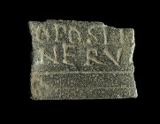 A ROMAN BRONZE MILITARY DIPLOMA FRAGMENT
Circa later 2nd-early 3rd century AD.
Fragment of a diploma issued to an unknown auxiliary soldier following ...