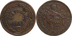Stato Pontificio , Roma. Gregorio XVI (1831-1846), quattrino 1844. Cu, gr. 1,92. Pagani 298. SPL

SPL