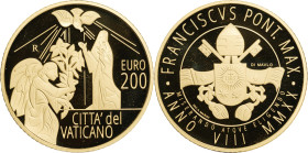 Vaticano. Francesco. 200 euro. 2020. R. Au. 40,00 gr. In scatola e con certificato ufficiale. Tiratura: 499. Molto raro. Proof

FDC/FS