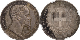 Regno di Sardegna, Vittorio Emanuele II. 5 lire 1853 Genova. Ag, gr. 24,84. Pagani 376. SPL. Slab Classical Coin Grading AB289009 - XF 45.

QSPL