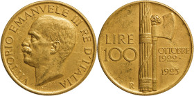 Regno d'Italia, Vittorio Emanuele III (1900-1946). 100 Lire 1923. Fascio. Testa di Vittorio Emanuele III a s. R/ Fascio littorio con scure verso d. so...
