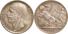 Regno d'Italia, Vittorio Emanuele III (1900-1946). 10 lire 1928, una rosetta. Ar, gr. 10. Pagani 693. q.FDC.

QFDC