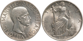 Regno d'Italia, Vittorio Emanuele III (1900-1946). 10 Lire 1936 XIV-R (Argento, ). Roma. VITTORIO·EMMANUELE·III·RE·E·IMPERATORE Testa del Re Vittorio ...