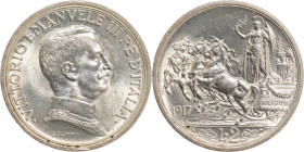 Regno d'Italia, Vittorio Emanuele III (1900-1946). 2 lire 1917 Quadriga. Ar, gr. 10. Pagani 740. FDC. Colpetto.

FDC