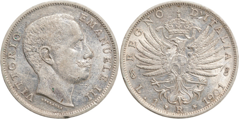 Regno d'Italia, Vittorio Emanuele III (1900-1946). 1 lira 1901. Ar, gr. 5. Pagan...