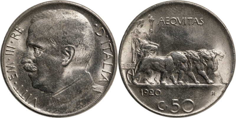 Regno d'Italia, Vittorio Emanuele III (1900-1946). 50 Centesimi 1920 bordo lisci...