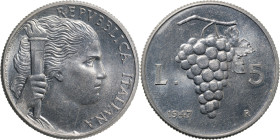 Repubblica Italiana (monetazione in lire) (1946-2001) - 5 Lire 1947 Mont. 4 RRR IT FDC

FDC