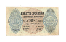 Cartamoneta Italiana, Biglietto Consorziale 30/04/1874 10 lire serie 159 D.M. 22/06/1876

BB