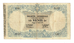 Cartamoneta Italiana, Biglietto Consorziale 30/04/1874 20 lire serie 140 D.M. 16/01/1877 R3

QBB