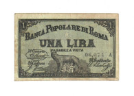 Cartamoneta Italiana, Banca popolare di Roma 1 LIRA 1872 Gavello 06.1030.03

BB/BB+
