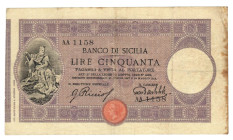 Cartamoneta Italiana, Banco di Sicilia 50 lire 18/05/1915 SI 59 (C)

QBB