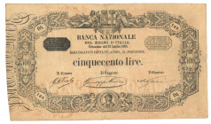 Regno d'Italia, BANCA NAZIONALE Umberto I (1878/1900) 500 Lire 22/07/1885 restauri. BNR 15G (R4)

MB/BB