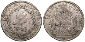 Austria: Habsburg Maximilian Joseph 1774 Silver 10 Kreuzer About extremely fine, planchet defect