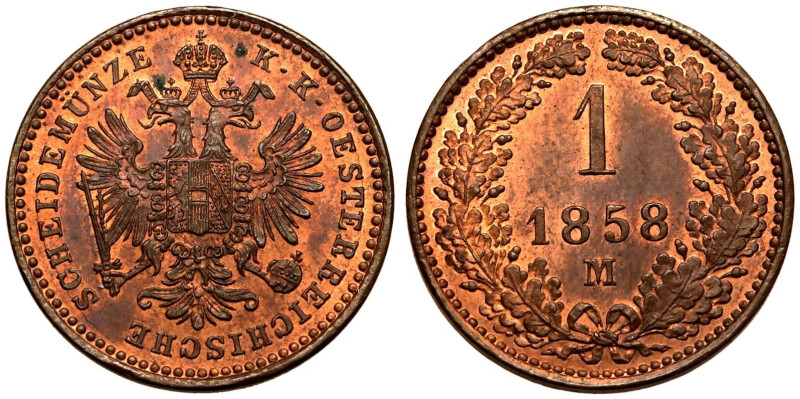 Choice mint state | AUSTRIA. EMPIRE. Franz Joseph I, 1848-1916. 
Copper 1 Kreuz...