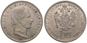 Austria: Empire Franz Joseph I 1862 V Silver 1/4 Florin About extremely fine