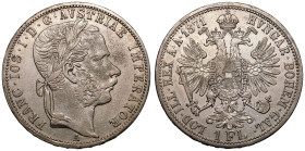Austria: Habsburg 1871 A Silver 1 Florin About extremely fine