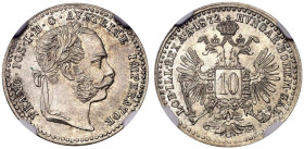 Austria: Habsburg Franz Joseph I 1872 Silver 10 Kreuzer NGC MS66