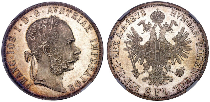 MS64+ | AUSTRIA. EMPIRE. Franz Joseph I, 1848-1916. 
Silver 2 Florin, 1873/2. V...
