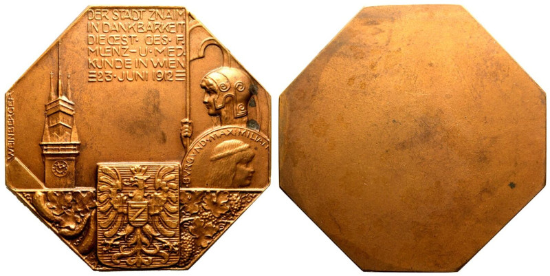 About as struck | AUSTRIA. MORAVIA. 
Bronze Plaque Medal, 1912. 
By Weinberger...