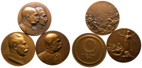 Austria 1914 War Welfare Office 3x WW1 Bronze Medal set in original boxs About as struck