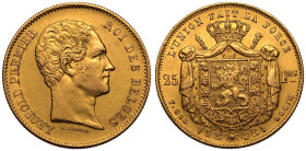 Belgium Leopold I 1848 Gold 25 Francs About extremely fine, lightly cleaned
