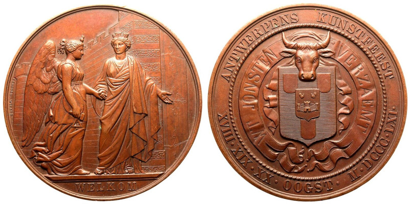 Good extremely fine | BELGIUM. 
Bronze Medal, 1861. 
By Leopold Wiener (1823-1...