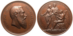 Belgium Leopold II 1876 Bronze Medal Music Institution Good extremely fine