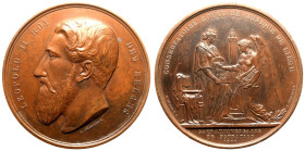 Belgium Leopold II 1877 Bronze Medal Music Anniversary Extremely fine